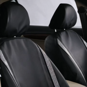Carstorm Car Seat Cover Leather Fabric With Rhinestones Universal 5-Seater Car Seat Cover