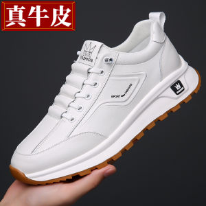New Mens Casual Shoes Leather Upper Breathable Comfortable Warmth Increasing Business Sports Shoes round Toe Rubber Outsole