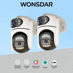WONSDAR 2 Chiếc Camera IP AI Tự Động Theo Dõi Thông Minh Tầm Nhìn Ban Đêm Âm Thanh 2 Chiều Giám Sát An Ninh Camera Dome Trắng Được Đánh Giá IP66