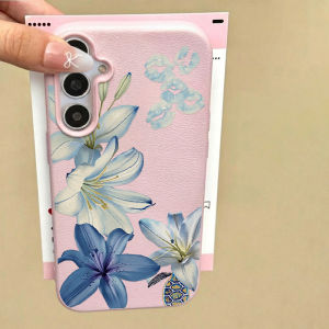 Lily Hibiscus Flower Case For Samsung A57 5G A56 A55 A17 A37 A54 A53 A35 A36 A34 A26 A16 A07 A06 Lychee Texture Phone Case Cover