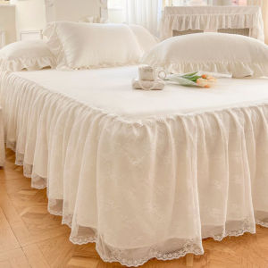 Single Layer & Thin Bed Skirt One-Piece Bed Cover Lace White Dust Cover Summer Ugly Bed Sheets Non Slip Protective Cover