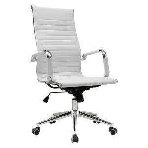 Modern Style High Back Leather Office Chair Black And White Bamboo Middle Chair Computer Meeting Chair Reception Class before Bow Shape