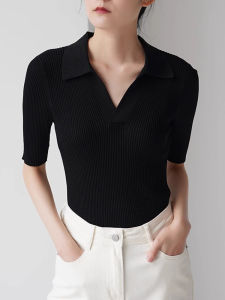 YAOMUHUA | French Collar Polo Shirt Short Sleeve T-Shirt Slim V-Neck 2025 New Summer