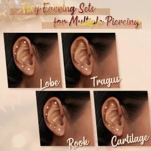 18 Pairs 14K Gold Plated Surgical Steel Screw Flat Back Stud Earrings Tiny Cartilage Earring Sets For Multiple Piercing 2mm