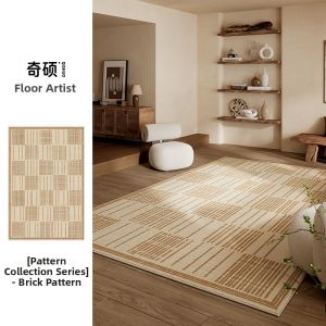 QISHUO | Vintage Grid Cream Style Water-resistant Easy Clean Living Room Rug