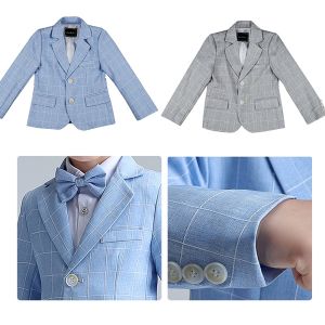 lontakids เสื้อโค้ทสุภาพบุรุษลายสก็อตสีกากีสีน้ำเงินเข้มสำหรับเด็กชายแขนยาวแจ็คเก็ตลำลองชุดสูททางการอายุ2-14ปีเสื้อคลุมวันเกิดงานเลี้ยงสมรสสำหรับเด็ก