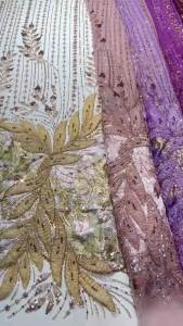 Luxury Sequins Tulle Lace Fabrics African Lace Fabric 5 Yards High Quality 2026 Beaded Embroidered Lace Fabric for Sewing