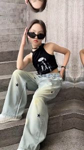 New Baggy Jeans for Kids Girl Star Pattern Korean Maong Pants Girl Denim Jeans Pants Trousers 5-16Y
