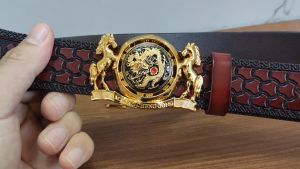 Thắt Lưng Nam Da Bò Cao Cấp Khoá Hình Rồng Xoay 360 Độ Đẹp Mắt Dây Da Thật Hoa Văn Retro Cổ Điển