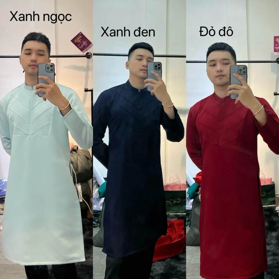 áo dài nam màu kem - DesignlifeShop