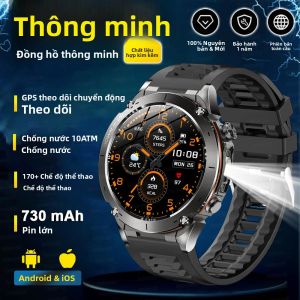 Đồng Hồ Thông Minh Quân Sự Ngoài Trời Dành Cho Nam Với GPS La Bàn Phong Vũ Biểu Màn Hình AMOLED HD Pin 730mAh Cuộc Gọi Bluetooth Chống Nước Theo Dõi Sức Khỏe