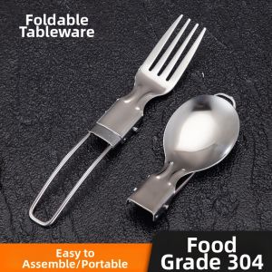 MINGRENBANG | Two-In-One Foldable Outdoor Titanium Spoon Light-Weight Camping