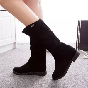Size 35-40 Womens Fashion Martin Boots Suede Sleeve Shoes Mid Cap Low Heel Long Boots（add 1 size）