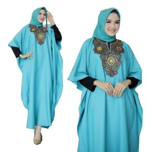 BAJU KAFTAN WANITA ELEGAN COMBINASI MANIK MANIK BAHAN CERUTY BABYDOLL