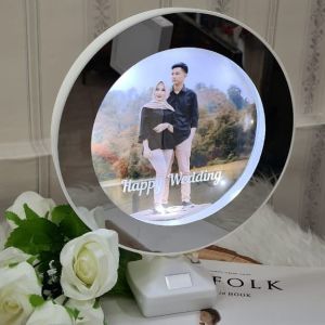 SEHARI JADI jam Cermin mirror kaca magic ajaib frame foto lampu LED hadiah kado gift hampers custom ultah anniversary wisuda wedding kado valentine natal cewek cowok unik mewah aesthetic bentuk bulat love bunga flower