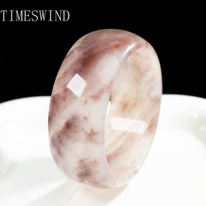 TIMESWIND Original Golden Silk Jade Natural Violet Quartzite for Women Wide Flat Bangle Fashion Jewelry Gift with Certificate