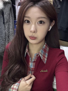 เสื้อยืดถักคอโปโลแขนยาวทรงสลิมฟิตสำหรับผู้หญิง เสื้อชั้นในฤดูใบไม้ร่วง/ฤดูหนาว ดีไซน์ปลอมสองชิ้น เสื้อชั้นในทรงเข้ารูป เสื้อชั้นในฤดูใบไม้ผลิ