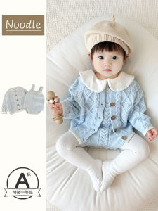 Bộ Đồ Hai Mảnh Cho Trẻ Sơ Sinh Và Trẻ Nhỏ Áo Len Cardigan Dệt Kim Áo Khoác Mùa Thu Đông Áo Sơ Mi Quần Áo Cho Bé Gái