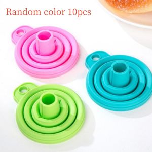 Kitchen Silicone Collapsible Funnel Set Of 10 Foldable-Cooking-Food-Grade For Filling Bottles Perfume Capsules Fry Oil FilterNew