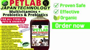 MULTIVITAMINSPREBIOTICS AND PROBIOTICS  PETLAB JAPAN TECHNOLOGY DOGS CATS POULTRY PIGS pets