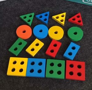 ของเล่นไม้ เล่นเสริมทักษะ เล่นเด็กเรียนรู้ รูปทรงต่างๆและแยกสี สินค้าพร้อมส่ง