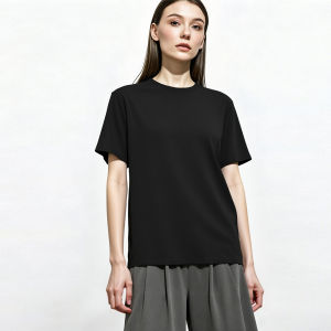 AMII | Breathable and Stretchy Spliced Rib Cotton T-Shirt