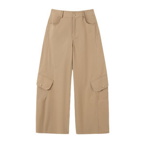 miiow | Military Green Work Pants Womens Summer Thin High Waist Slim Loose Wide Leg Casual Straight Leg Trousers MiiOW Cat Person