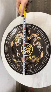 Mâm bồng đường kính 33cm bằng đồng đỏ khảm tam khí loại sắc nét nặng khoảng 33kg cao 14cm