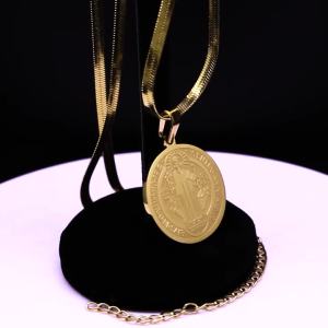 Hip Hop Saint Benedict Medallion Pendant Necklace Men Stainless Steel Snake Chain Choker Necklaces Jewelry San Benito Collares
