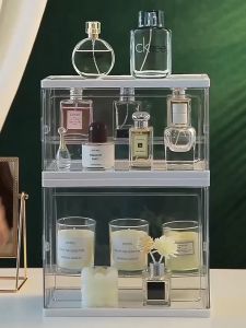CozE PET Material Perfume Organizer Desktop Shelf Display Cabinet Cosmetic Multifunctional Dust Box