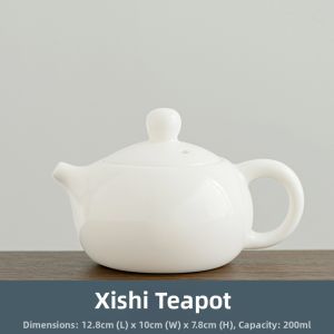 High-End White Porcelain Tea Set Yuzhi Jade Large Capacity Single Teapot for Solo Drinking Ceramic Tea Brewing Tools