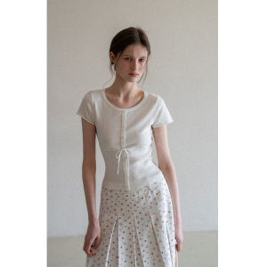 Round Neck Slim Waist Short Sleeve Stylish Sweater