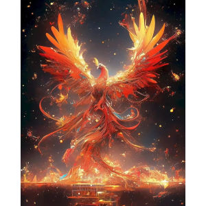 BILIBILI | Oil Painting By Numbers Fiery Reborn Phoenix DIY Number Drawing Canvas Pictures By Numbers Home Decor Large Size