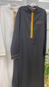 Middle Eastern Arab Ethnic Robe Muslim Traditional Mens Robe Casual Festival Worship Islamic Mens Clothing