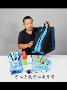 Roller Skate Bag Waterproof Oxford Cloth + Hexagonal Mesh 39x30x40cm 3 Color 3 Layers Design Mesh Design on Both Sides Adjustable Shoulder Strap for Kids and Adult Skating Rink Park Use