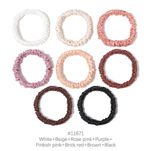 8PCS Box Pure Mulberry Silk Hair Scrunchie Handmade Hairbands Women Girl Hair Accessories Pure Color Natural HairTies