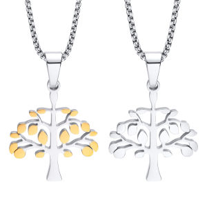 Kemstone Stainless Steel Tree Gold Silver Plated Pendant Necklace Jewelry for Men