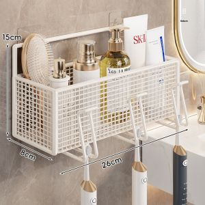 Wall Mounted Toothbrush Holder Bathroom Storage Organizer