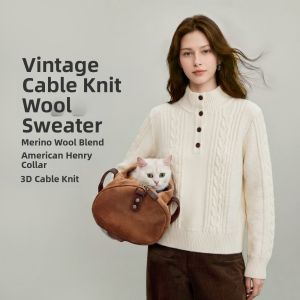 INMAN | Soft 3D Cabled Oversized Half-high Neck Sweater