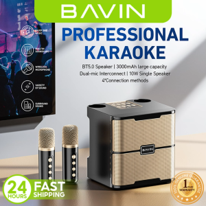 BAVIN BM22 Bluetooth Wireless Speaker Mini Amplifier Karaoke Heavy Bass Original Audio Sounds with Dual Microphone