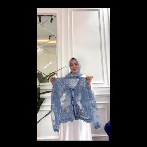 iSANTYA gamis putih set 2in1 outer tile bordir utk RAYA LEBARAN kondangan pesta lamaran bridesmaid