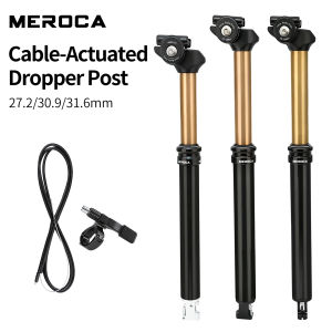 MEROCA | MEROCA Bicycle Wire Controlled Dropper Seatpost 27.2mm/30.9mm/31.6mm Black Gold Aluminum Alloy Mountain Bike Seat Post