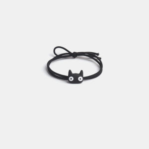 clu Simple Hair Tie Black Cat Hair Rope Cute Rubber Band Head Rope Ins Totoro Hair Ring Girl Korean Style Hair Accessories ulc