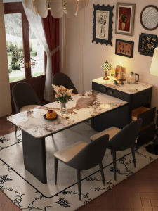 Extendable Narrow French Island Dining Table Solid Wood Ceramic
