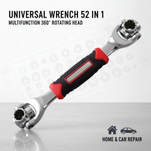 Universal Wrench 52 in 1 Socket Wrench Tool with Multifunction 360 Degree Rotating Head Spanner Tool for Home and Car Repair