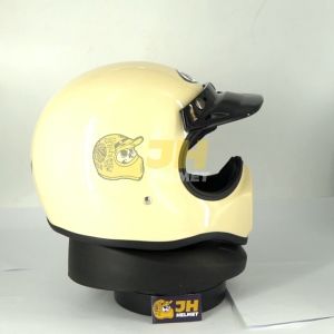 Helm Cakil HBC Polos Cream Glossy + Free Google | Helm Retro | Helm Full Face | Jual Helm
