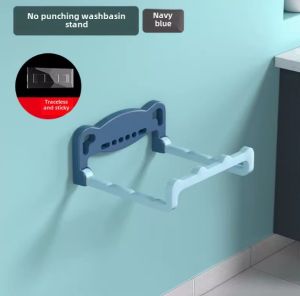 Bathroom Sink Rack Cream Suction Cup Wall Mounted No Drilling Toilet Bath Bucket Drainage Storage Shelf Plastic Material