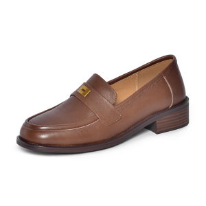 Reemoor | Vintage Suede Round-Toe Thick Heel Elevation Loafers