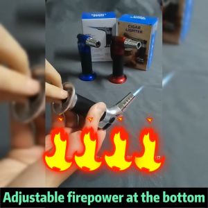 1300° Windproof Cigar Lighter with Safety Lock & Adjustable Flame