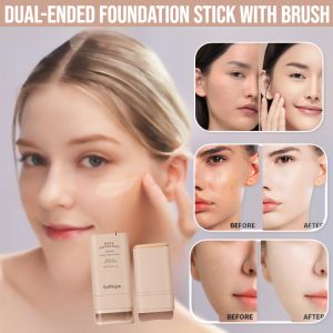 Dual-Ended Foundation Stick With Brush Foundation Makeup Stick No-Cake  Waterproof Natural Matte